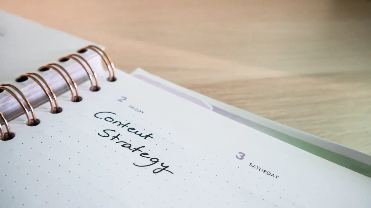 Open planner with handwritten content strategy